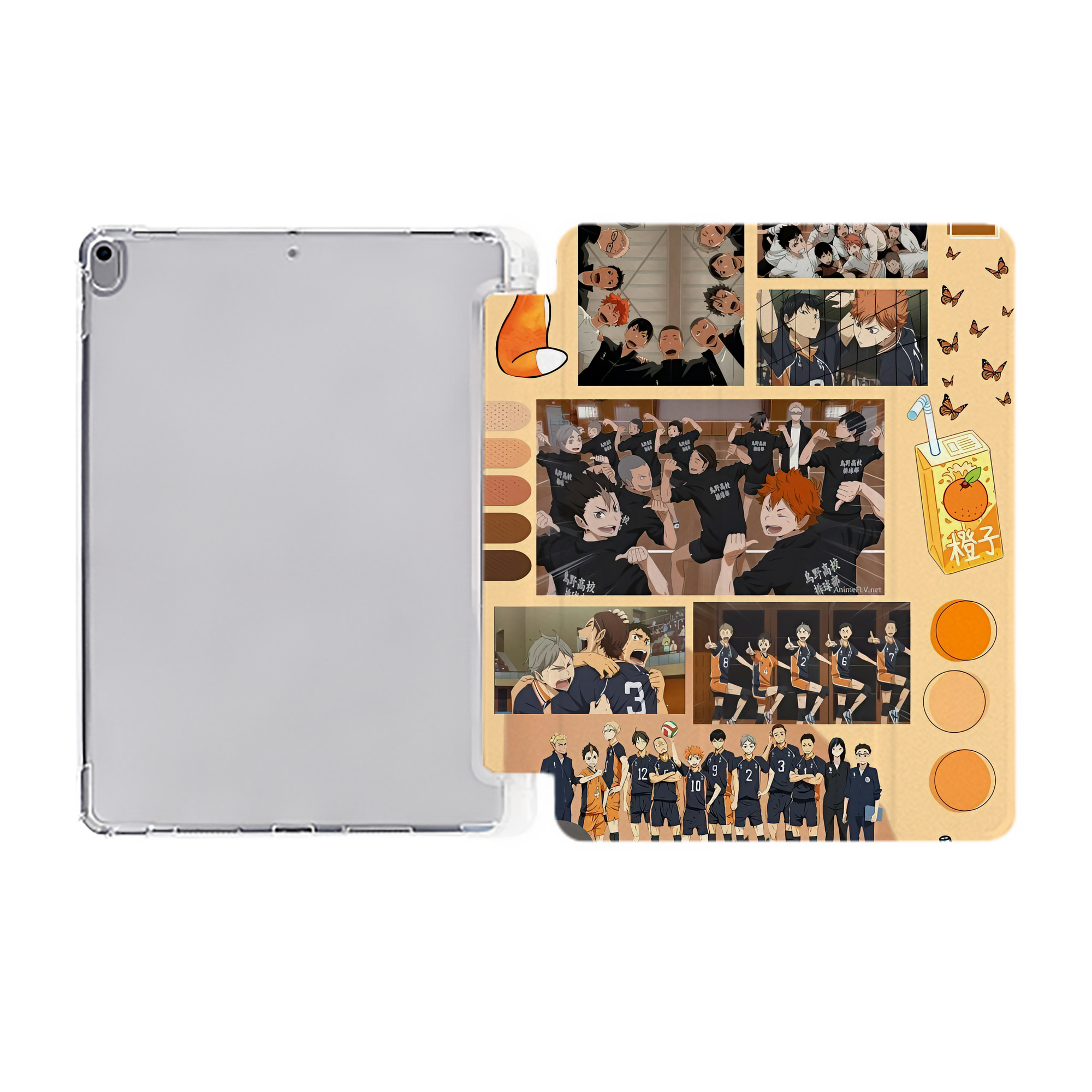 （画像用） ハイキュー!! Haikyu!! IPad ケース ペン収納付き 三つ折りスタンド PUレザー×シリコン 対応機種9.5/10.5/10.9インチ